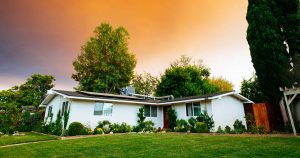 Home Grass Orange Sky